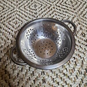 Vintage Stainless Steel Mini Colander Strainer with Handles – Kitchen Utensil